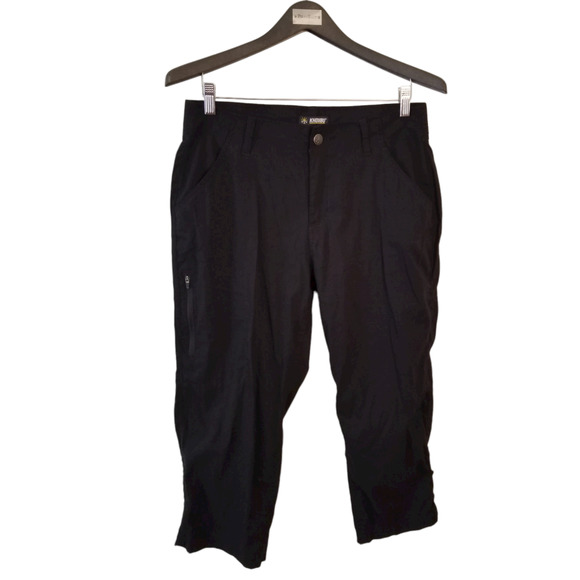Khombu black Capri Women's Pants Pockets Cropped Utility Size 32 in Inseam 20 in - Picture 1 of 9